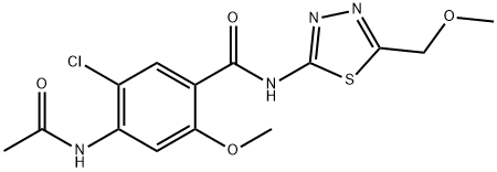 4-(acetylamino)-5-chloro-2-methoxy-N-[5-(methoxymethyl)-1,3,4-thiadiazol-2-yl]benzamide 结构式