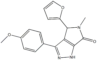 4-(furan-2-yl)-3-(4-methoxyphenyl)-5-methyl-1,4-dihydropyrrolo[3,4-c]pyrazol-6-one 结构式