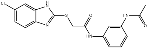 N-[3-(acetylamino)phenyl]-2-[(5-chloro-1H-benzimidazol-2-yl)sulfanyl]acetamide 结构式