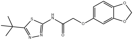 2-(1,3-benzodioxol-5-yloxy)-N-(5-tert-butyl-1,3,4-thiadiazol-2-yl)acetamide 结构式