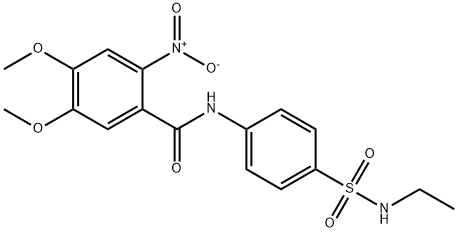 N-[4-(ethylsulfamoyl)phenyl]-4,5-dimethoxy-2-nitrobenzamide 结构式