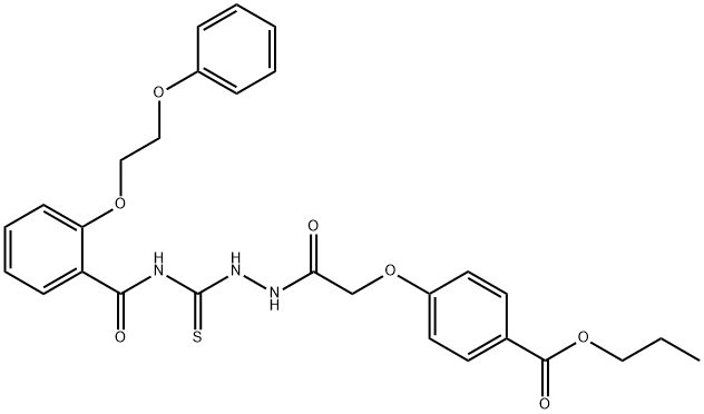 propyl 4-{2-oxo-2-[2-({[2-(2-phenoxyethoxy)benzoyl]amino}carbonothioyl)hydrazino]ethoxy}benzoate 结构式