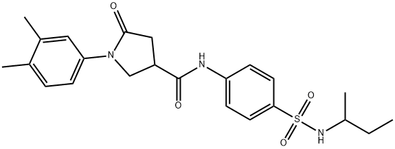 N-[4-(butan-2-ylsulfamoyl)phenyl]-1-(3,4-dimethylphenyl)-5-oxopyrrolidine-3-carboxamide 结构式