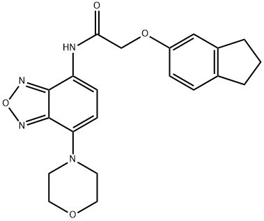 2-(2,3-dihydro-1H-inden-5-yloxy)-N-(4-morpholin-4-yl-2,1,3-benzoxadiazol-7-yl)acetamide 结构式