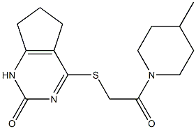 4-[2-(4-methylpiperidin-1-yl)-2-oxoethyl]sulfanyl-1,5,6,7-tetrahydrocyclopenta[d]pyrimidin-2-one 结构式