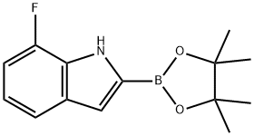 7-氟-2-(4,4,5,5四甲基-1,3,2-二氧硼杂环戊烷-2-基)-1H-吲哚 结构式