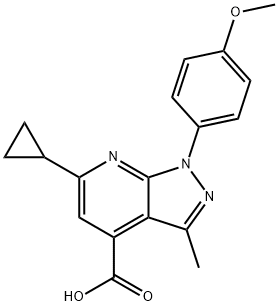 6-环丙基-1-(4-甲氧基苯基)-3-甲基-1H-吡唑并[3,4-B]吡啶-4-羧酸 结构式