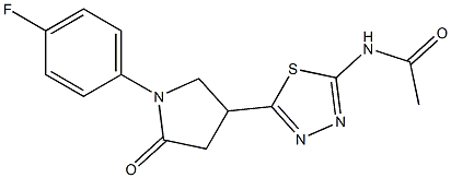 N-[5-[1-(4-fluorophenyl)-5-oxopyrrolidin-3-yl]-1,3,4-thiadiazol-2-yl]acetamide 结构式