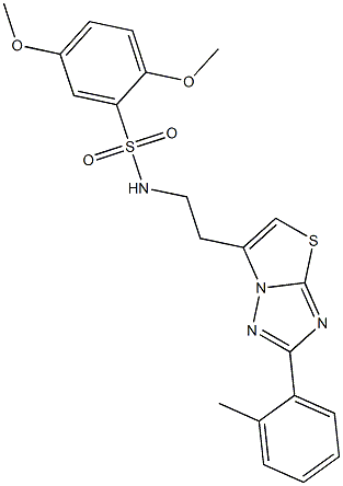 2,5-dimethoxy-N-[2-[2-(2-methylphenyl)-[1,3]thiazolo[3,2-b][1,2,4]triazol-6-yl]ethyl]benzenesulfonamide 结构式