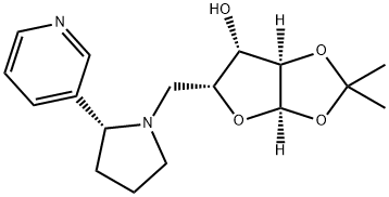 (3aR,5R,6S,6aR)-2,2-dimethyl-5-{[(2R)-2-(pyridin-3-yl)pyrrolidin-1-yl]methyl}-tetrahydro-2H-furo[2,3-d][1,3]dioxol-6-ol 结构式