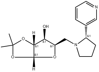 (3aR,5R,6S,6aR)-2,2-dimethyl-5-{[(2S)-2-(pyridin-3-yl)pyrrolidin-1-yl]methyl}-tetrahydro-2H-furo[2,3-d][1,3]dioxol-6-ol 结构式