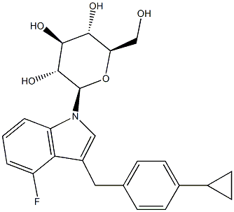 (2R,3R,4S,5S,6R)-2-[3-[(4-cyclopropylphenyl)methyl]-4-fluoroindol-1-yl]-6-(hydroxymethyl)oxane-3,4,5-triol 结构式