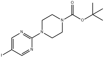 4-(5-碘嘧啶-2-基)哌啶-1-甲酸叔丁酯 结构式