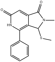 2-Methyl-3-methylsulfanyl-4-phenyl-3,5-dihydro-2H-pyrrolo[3,4-c]pyridine-1,6-dione 结构式