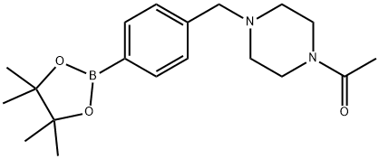 1-(4-(4-(4,4,5,5-Tetramethyl-1,3,2-dioxaborolan-2-yl)benzyl)piperazin-1-yl)ethanone 结构式