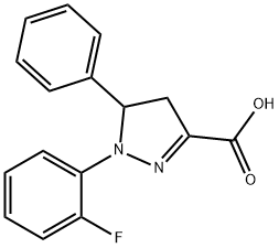 1-(2-fluorophenyl)-5-phenyl-4,5-dihydro-1H-pyrazole-3-carboxylic acid 结构式