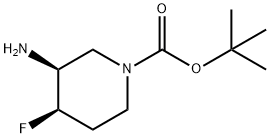 (3S,4R)-3-氨基-4-氟哌啶-1-甲酸叔丁酯 结构式