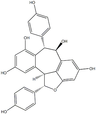 Benzo[6,7]cyclohepta[1,2,3-cd]benzofuran-4,6,8,10-tetrol,1,6,7,11b-tetrahydro-1,7-bis(4-hydroxyphenyl)-, (1S,6R,7S,11bS)- 结构式