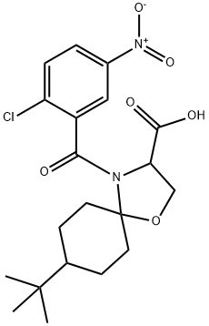 8-tert-butyl-4-(2-chloro-5-nitrobenzoyl)-1-oxa-4-azaspiro[4.5]decane-3-carboxylic acid 结构式