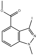 3-碘-1-甲基吲唑-4-羧酸甲酯 结构式
