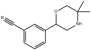 3-(5,5-dimethylmorpholin-2-yl)benzonitrile 结构式