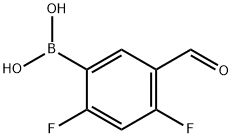 (2,4-二氟-5-甲酰基苯基)硼酸 结构式