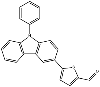 5-(9-苯基-9H-咔唑-3-基)噻吩-2-甲醛 结构式