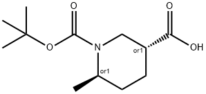 (3R,6R)-1-(叔-丁氧羰基)-6-甲基哌啶-3-羧酸 结构式