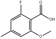 2-氟-6-甲氧基-4-甲基苯甲酸 结构式