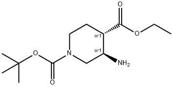 反式-1-(叔丁基) 4-乙基-3-氨基哌啶-1,4-二羧酸酯 结构式