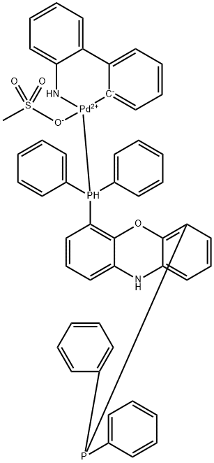 甲磺酸[4,6-双(二苯基膦)吩噁嗪](2'-氨基-1,1'-联苯-3-基)钯(II) 结构式