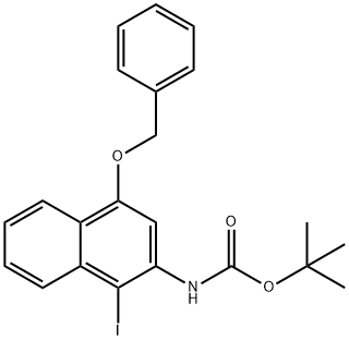 (4-(苄氧基)-1-碘萘-2-基)氨基甲酸叔丁酯 结构式