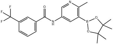 N-(6-methyl-5-(4,4,5,5-tetramethyl-1,3,2-dioxaborolan-2-yl)pyridin-3-yl)-3-(trifluoromethyl)benzamide 结构式