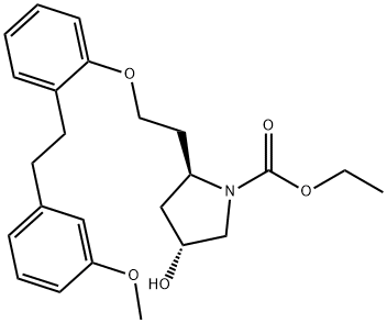 (2R,4R)-乙基 4-羟基-2-(2-(2-(3-甲氧基苯乙基)苯氧基)乙基)吡咯烷-1-甲酸基酯 结构式