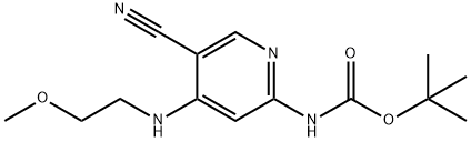 tert-butyl(5-cyano-4-((2-methoxyethyl)amino)pyridin-2-yl)carbamate 结构式