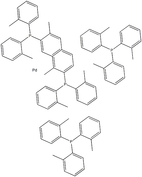 四(三邻甲苯基膦)钯(0) 结构式