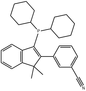 3-[3-(dicyclohexylphosphino)-1,1-dimethyl-1H-inden-2-yl]Benzonitrile 结构式