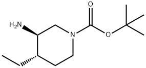 2-Methyl-2-propanyl (3R,4S)-3-amino-4-ethyl-1-piperidinecarboxylate 结构式