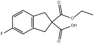 2-(乙氧羰基)-5-氟-2,3-二氢-1H-茚-2-甲酸 结构式