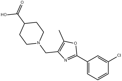 1-((2-(3-chlorophenyl)-5-methyloxazol-4-yl)methyl)piperidine-4-carboxylic acid 结构式