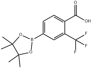 4-(4,4,5,5-四甲基-1,3,2-二氧硼杂环戊烷-2-基)-2-(三氟甲基)苯甲酸 结构式