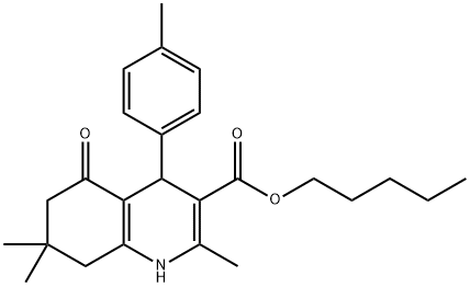 pentyl 2,7,7-trimethyl-4-(4-methylphenyl)-5-oxo-1,4,5,6,7,8-hexahydroquinoline-3-carboxylate 结构式