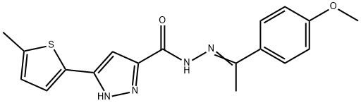 (Z)-N-(1-(4-methoxyphenyl)ethylidene)-3-(5-methylthiophen-2-yl)-1H-pyrazole-5-carbohydrazide 结构式