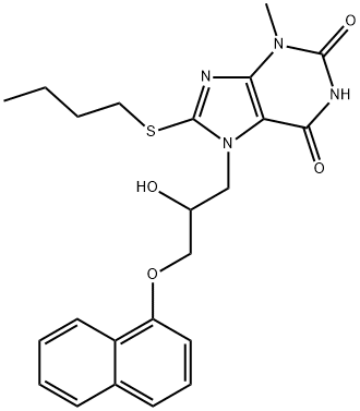 8-(butylthio)-7-(2-hydroxy-3-(naphthalen-1-yloxy)propyl)-3-methyl-3,7-dihydro-1H-purine-2,6-dione 结构式