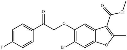 methyl 6-bromo-5-(2-(4-fluorophenyl)-2-oxoethoxy)-2-methylbenzofuran-3-carboxylate 结构式