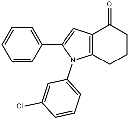 1-(3-氯苯基)-2-苯基-6,7-二氢-1H-吲哚-4(5H)-酮 结构式