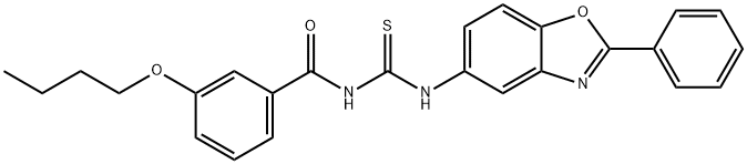 3-butoxy-N-[(2-phenyl-1,3-benzoxazol-5-yl)carbamothioyl]benzamide 结构式