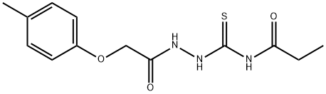 N-({2-[(4-methylphenoxy)acetyl]hydrazino}carbonothioyl)propanamide 结构式