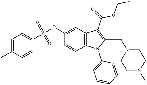 ethyl 5-{[(4-methylphenyl)sulfonyl]oxy}-2-[(4-methyl-1-piperazinyl)methyl]-1-phenyl-1H-indole-3-carboxylate 结构式
