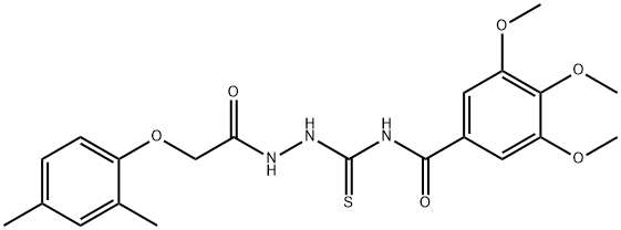 N-({2-[(2,4-dimethylphenoxy)acetyl]hydrazino}carbonothioyl)-3,4,5-trimethoxybenzamide 结构式